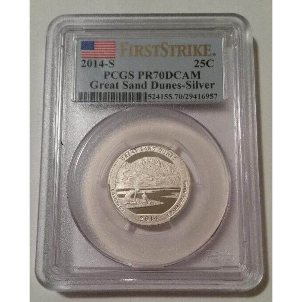 PCGS 2014 S Silver Great Sand Dunes NP Quarter Proof PR70 DCAM First Strike